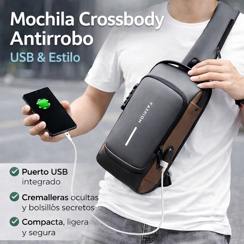 Mochila Crossbody Antirrobo – Seguridad, estilo y tecnología en un solo lugar