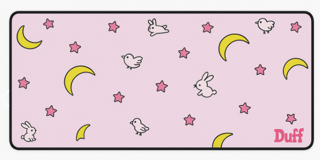 Mousepad Gamer XL “Conejitos y Lunas" 90x40cm
