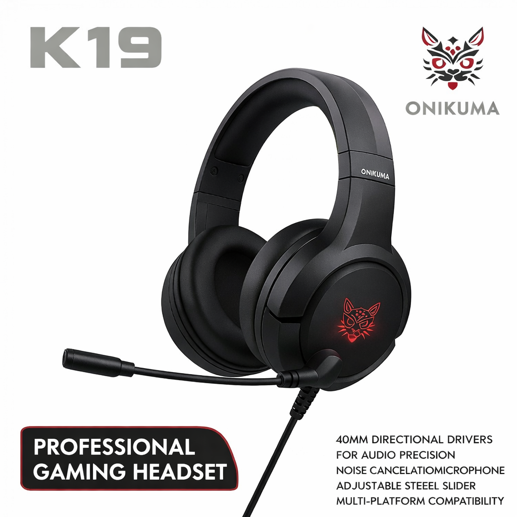 Audífonos Gamer Onikuma K19 con Micrófono y Luz LED RGB