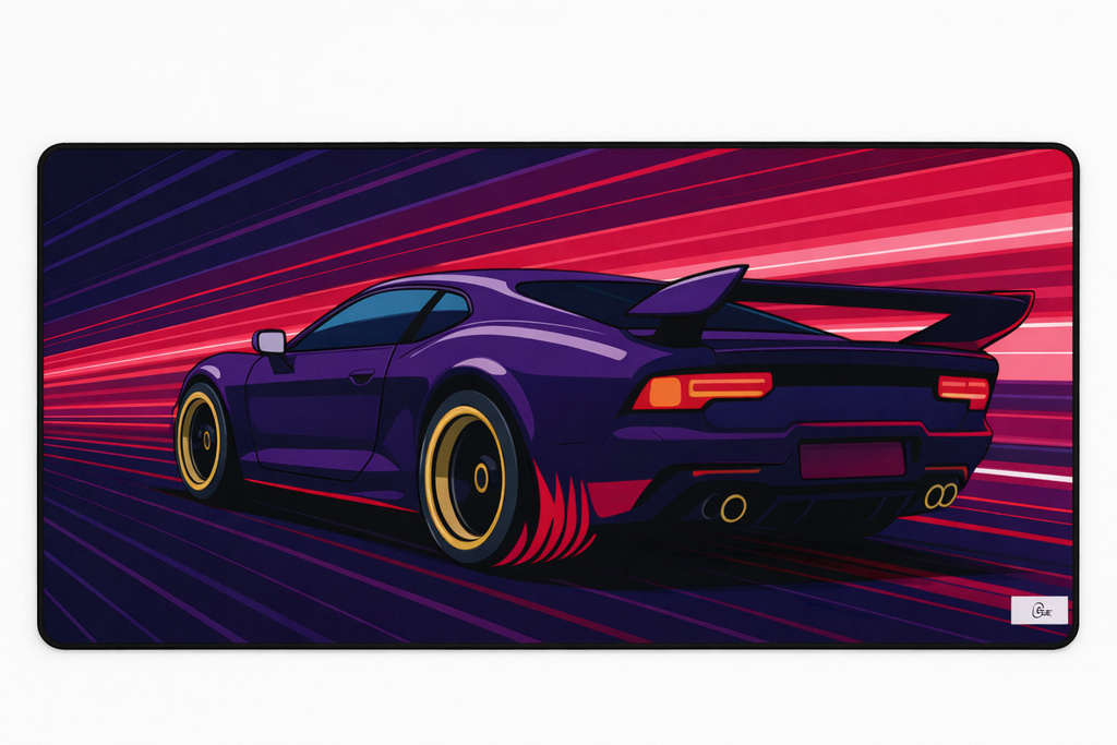 Mousepad Gamer XL "Auto de Carrera Neón" 90x40 cm